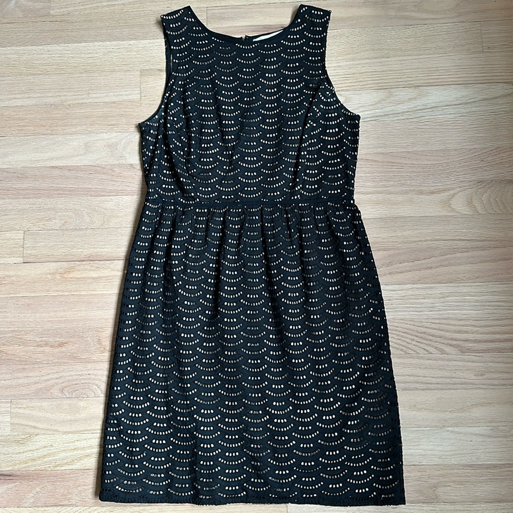 LOFT Black Eyelet Dress